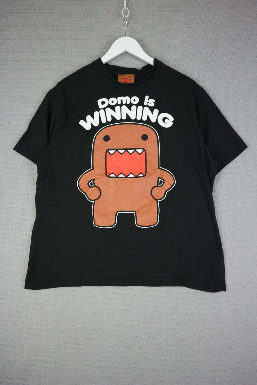 Domo Is Winning Black Graphic Tee Short Sleeve Anime T-Shirt Sz L